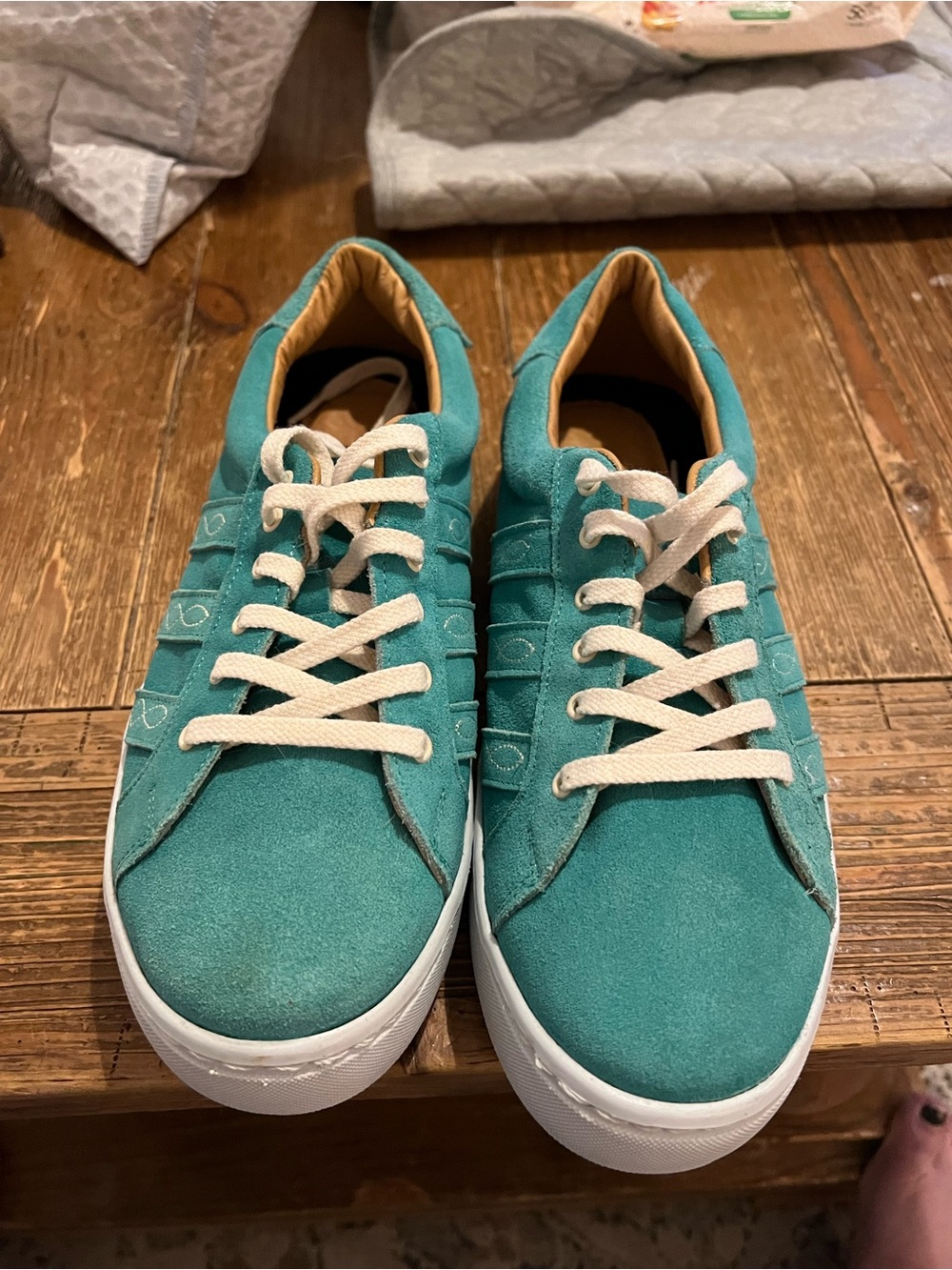 Teal Suede Sneakers - Agave Sky